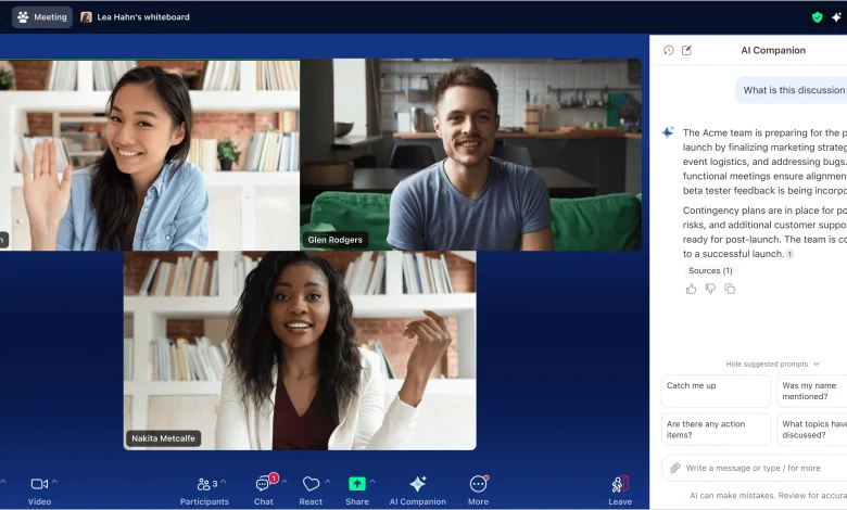 Zoom تُطلق مساعدها الذكي AI Companion على الويب
