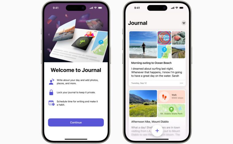 iOS 17.2 متاح الان مع تطبيق Journal