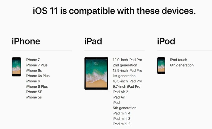 ابل تكشف رسميا عن الاجهزة التي سيتم تحديثها الى iOS 11 6