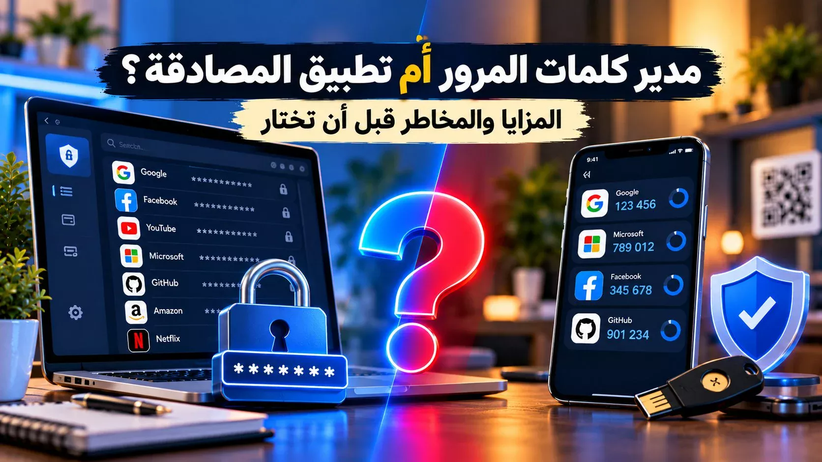 مدير كلمات المرور أم تطبيق المصادقة؟ المزايا والمخاطر قبل أن تختار 1 مدير كلمات المرور أم تطبيق المصادقة؟ المزايا والمخاطر قبل أن تختار