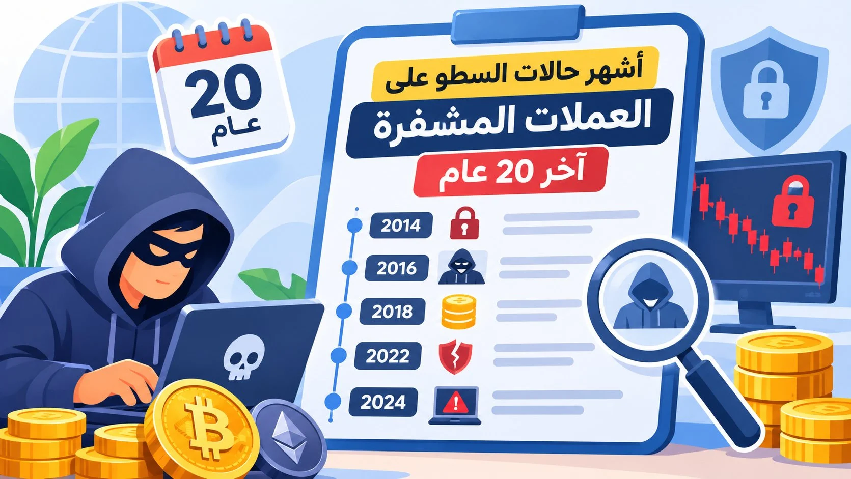 أشهر حالات السطو علي العملات المشفرة اخر 20 عام