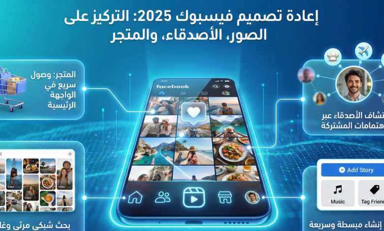 إعادة تصميم فيسبوك تركز على الأصدقاء، الصور، والمتجر