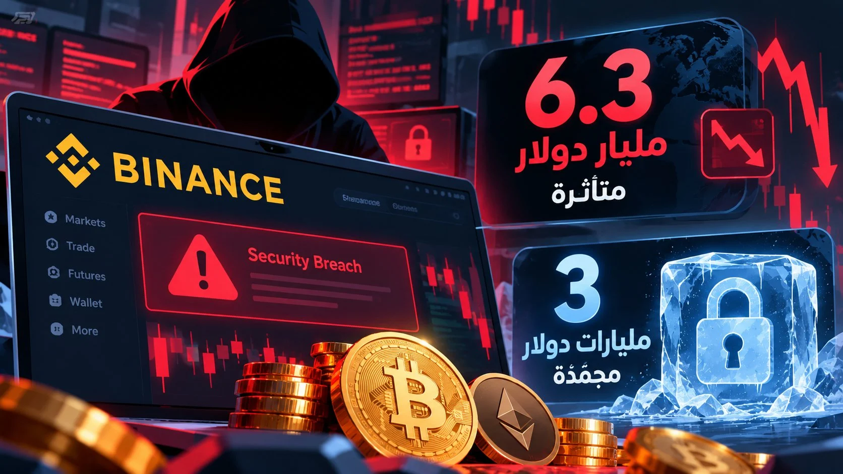 اختراق منصة Binance: 6.3 مليار دولار متأثرة و3 مليارات مجمدة
