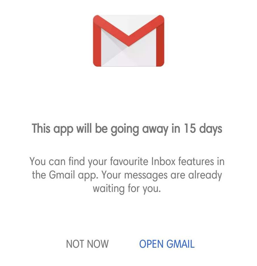 موعد اغلاق تطبيق Inbox من جوجل 1