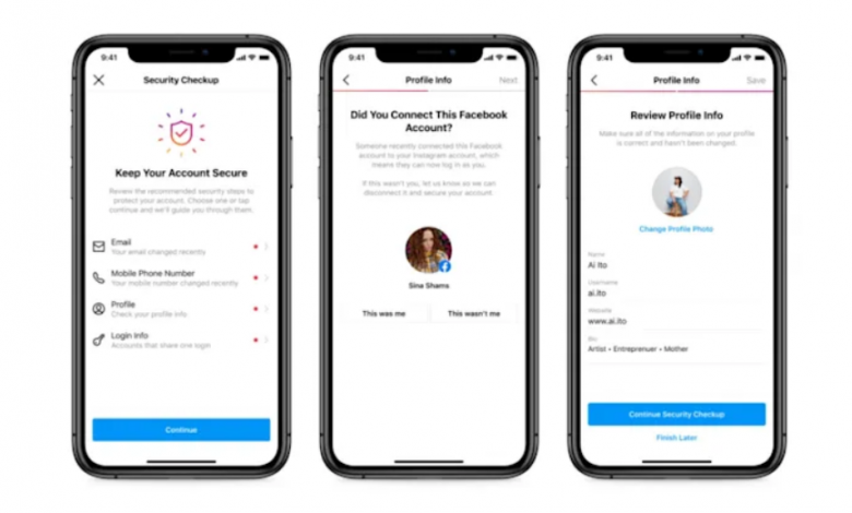 انستجرام تقدم أداة فحص جديدة لحسابك لتأمين حسابك إذا تم اختراقه