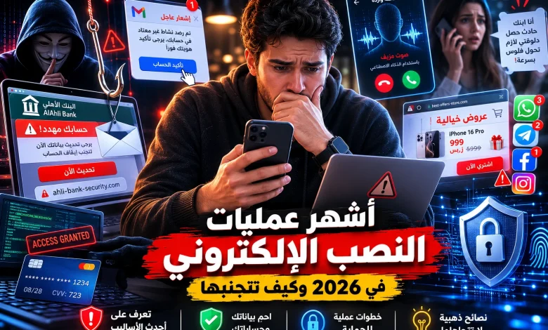 أشهر عمليات النصب الإلكتروني في 2026 وكيف تتجنبها