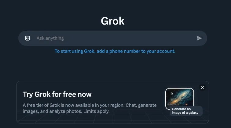 منصة X تختبر نسخة مجانية من Grok 9