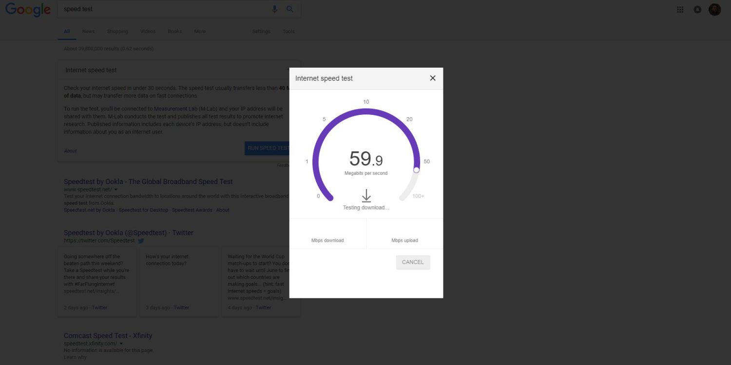 جوجل تختبر قياس سرعة الانترنت لديك مباشرة من صفحة البحث