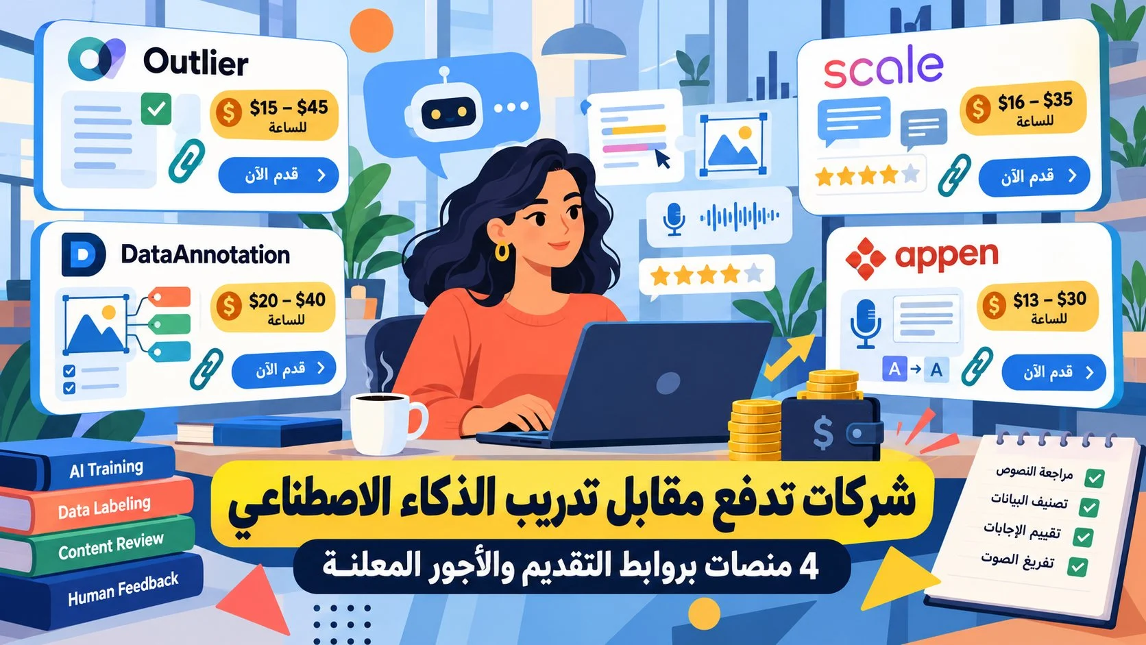 شركات تدريب الذكاء الاصطناعي: 4 فرص مدفوعة بروابط مباشرة