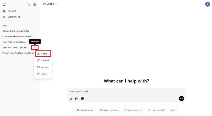 كيفية مشاركة محادثات ChatGPT 7