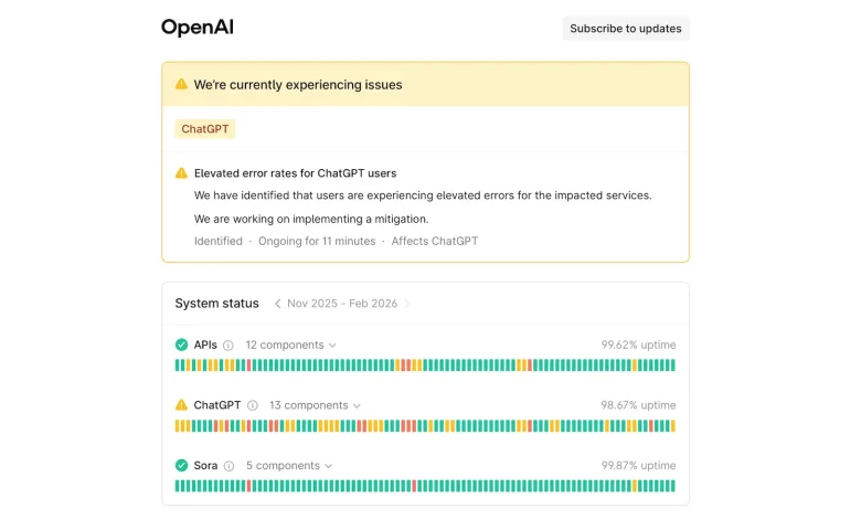 عودة خدمة ChatGPT للعمل الطبيعي بعد انقطاع مفاجئ أربك المستخدمين
