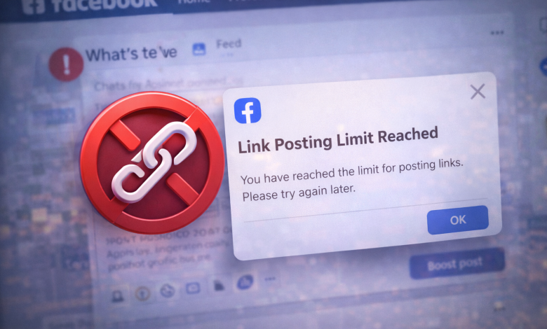 فيسبوك تختبر حد نشر الروابط في الصفحات والحسابات الشخصية
