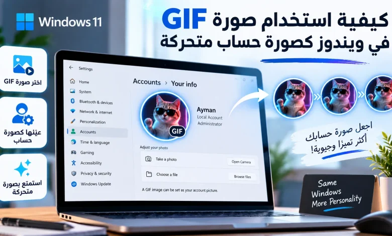 كيفية استخدام صورة GIF في ويندوز كصورة حساب متحركة