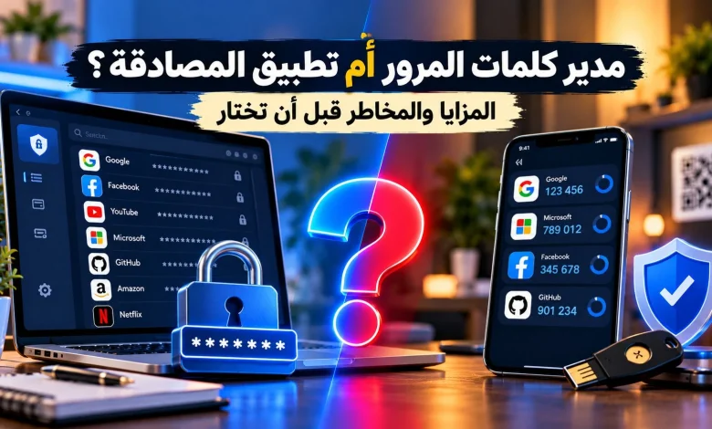 مدير كلمات المرور أم تطبيق المصادقة؟ المزايا والمخاطر قبل أن تختار