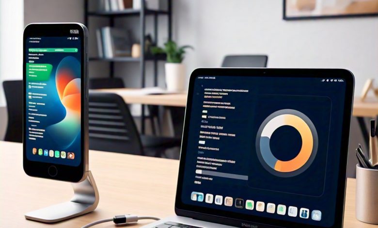 نقل البيانات بين الآيفون واللاب توب